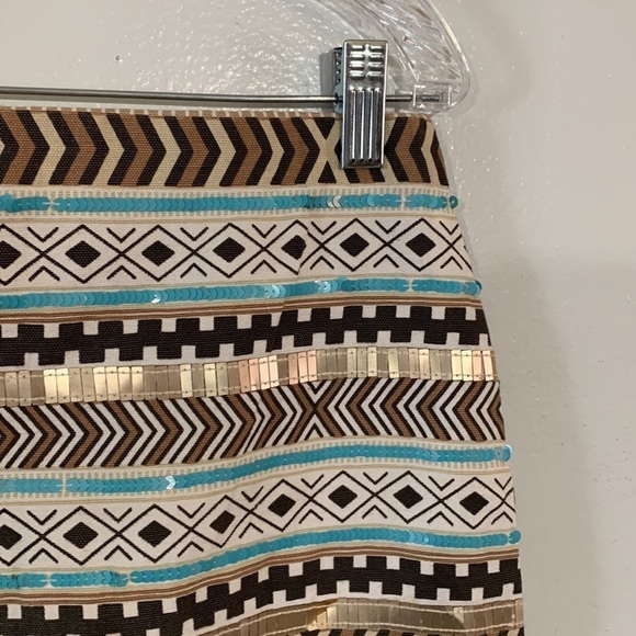 Unbranded Striped Beaded Sequin Embellished Southwestern Mini Skirt Size M - Picture 1 of 6